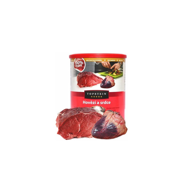 Topstein Hovězí a srdce v plechu 800 g