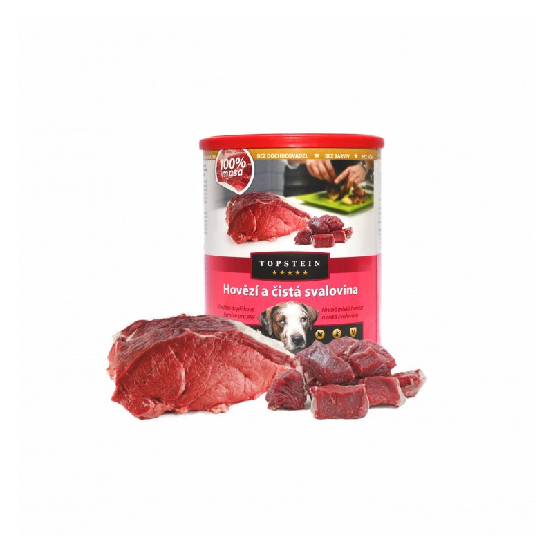 Topstein Hovězí a čistá svalovina v plechu 800 g