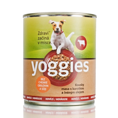 Yoggies hovězí konzerva s karotkou a lněným olejem 800g